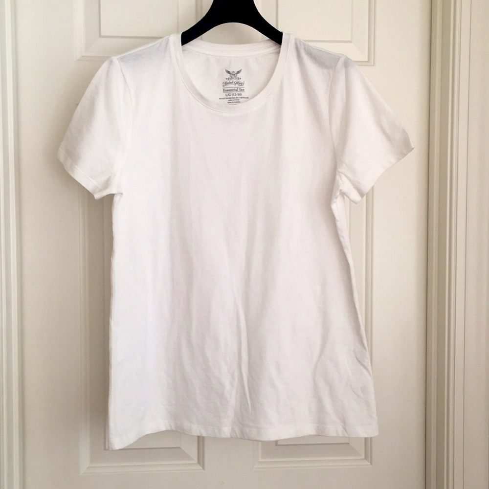 White Tee Large Short Sleeves Faded Glory